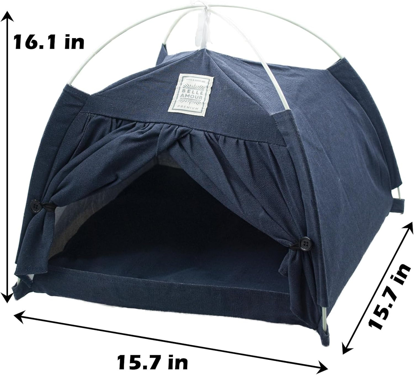 Cat Tent Bed,Cats Cave House Portable for Indoor with Removable Non-Slip Soft Pad Foldable Cat Tents Hut Washable Pet House Bed Outdoor for Kitty Puppy Small Pets 15.7x15.7x16.1 in (Navy Blue) - Pet Explorer