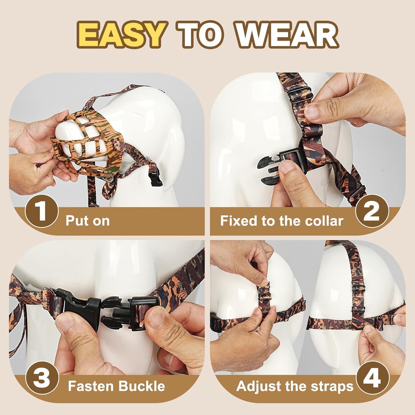 Basket Muzzle to Prevent Biting, Dog Muzzle for Large Medium Small Dogs Allows Panting Drinking Anti Chewing, Perfect for Grooming Trimming Training and Aggressive Reactive Dogs (Brown, Size 3) - Pet Explorer