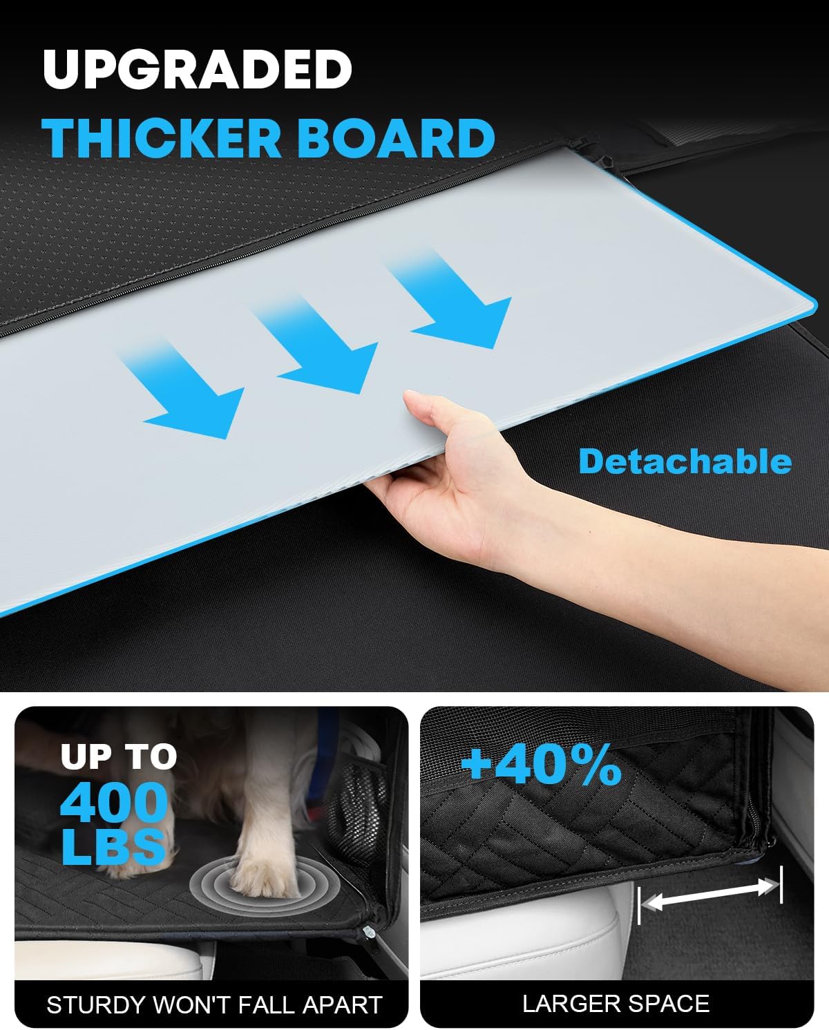 Kohree Dog Car Seat Cover for Medium Large Dogs, Hard Bottom Dog Car Seat Cover for Back Seat Waterproof 600D Car Hammock for Dogs Pet Back Seat Extender for Cars SUV Truck-Upgraded Version - Pet Explorer