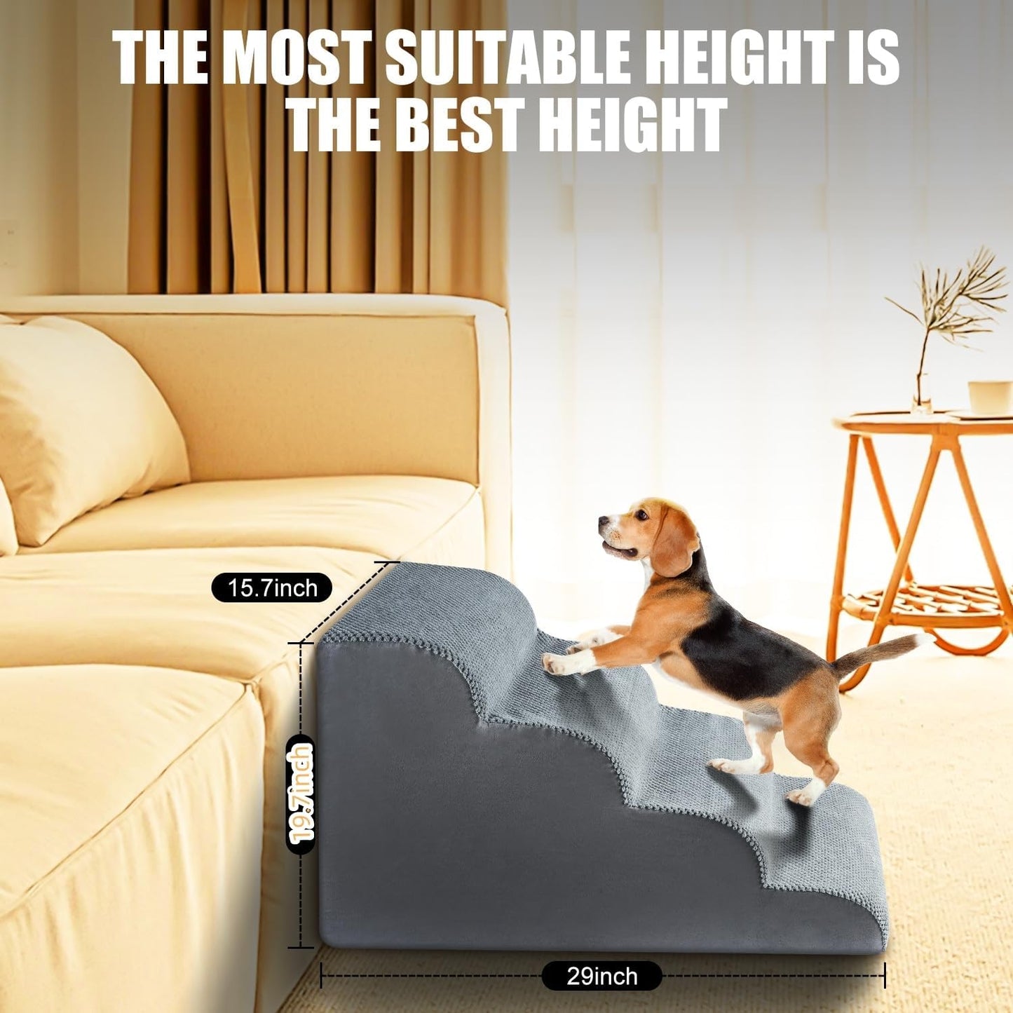 Chic Threads Dog Stairs for High Beds, 4-Step Dog Steps for Couch, Pet Stairs for Small Dogs and Cats, Non-Slip, Stable Indoor Dog Steps for high Bed - Pet Explorer