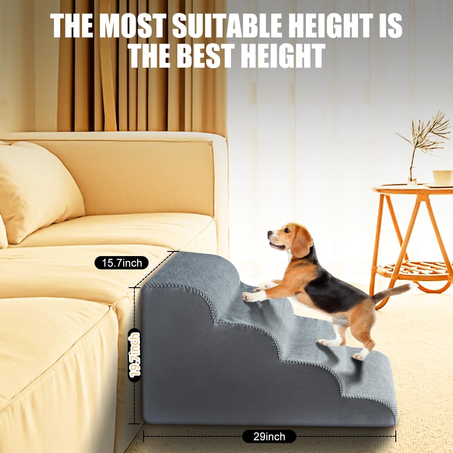 Chic Threads Dog Stairs for High Beds, 4-Step Dog Steps for Couch, Pet Stairs for Small Dogs and Cats, Non-Slip, Stable Indoor Dog Steps for high Bed - Pet Explorer