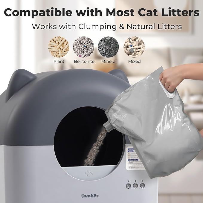 Autoamtic Litter Box: Extra Large Self Cleaning Litter Box for Multiple Cats with Smart APP Control, Low Noise & Safety Sensors, Anti-Track Mat, Odor-Free