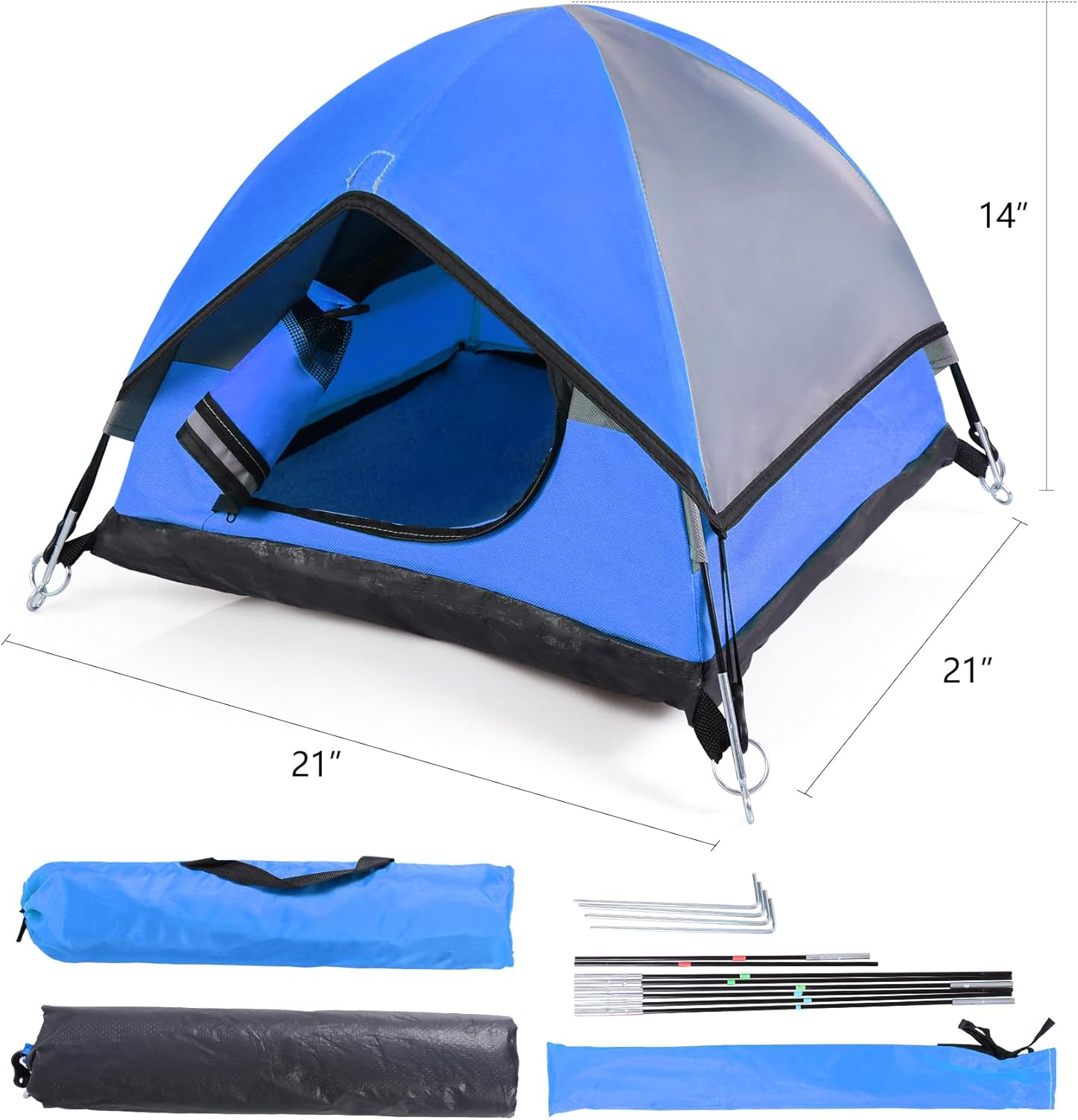 Cat Camping Tent, Cat Tent Bed, Pet Tent for Indoor Cat and Small Dog, Mini Tent (Blue, 21 x 21 x 14 Inches) - Pet Explorer
