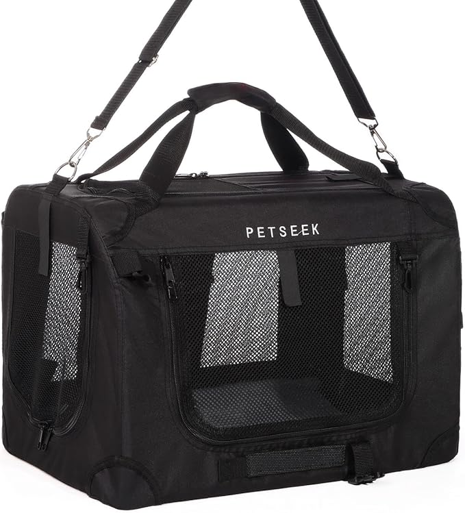 Large Cat Carrier, Portable Soft Sided Road Car Carrier, for Small Dog or Big Cats, 20"x13"x13" Outside Folding Comfortable Design, Black