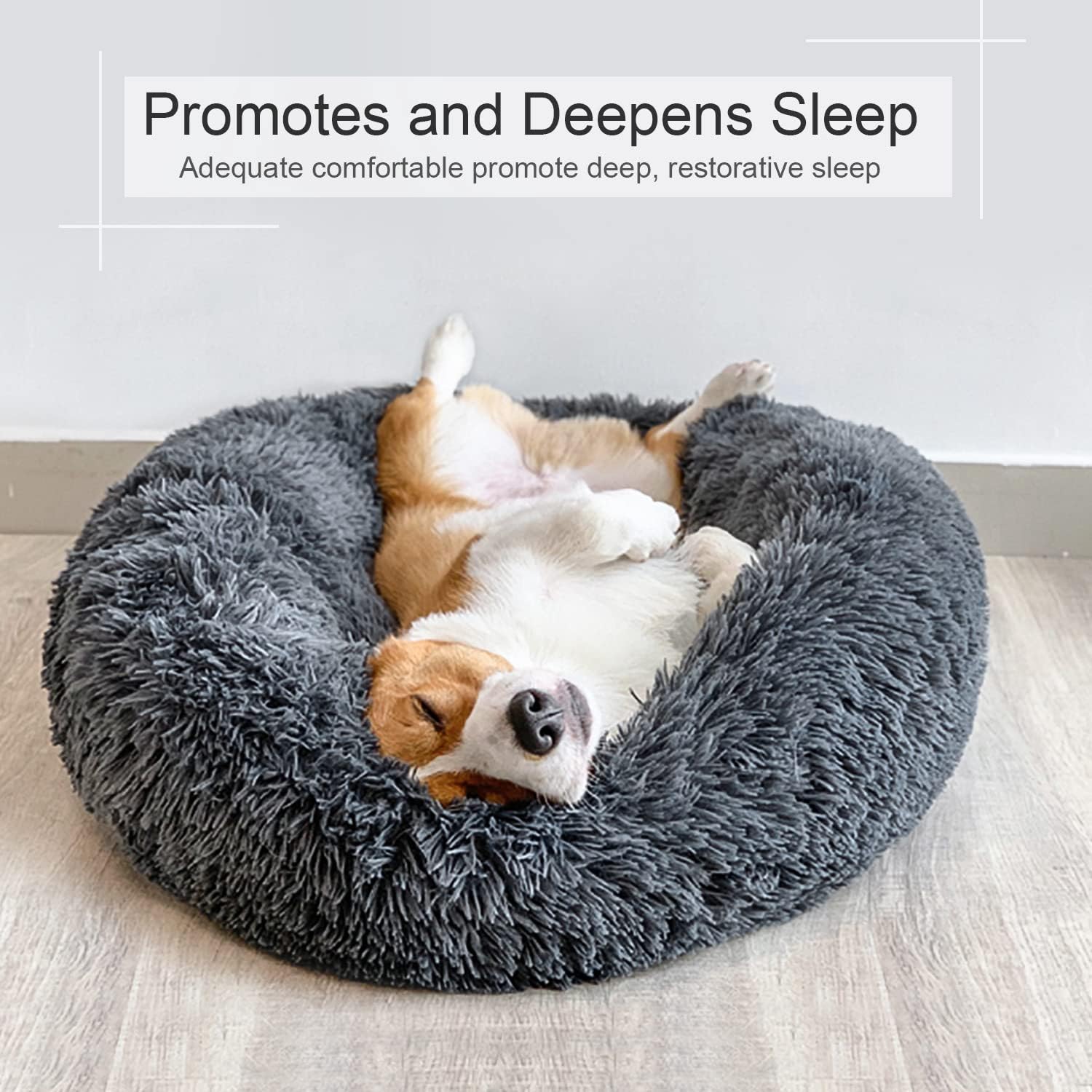 Dog Bed, Cat Calming Bed, Faux Fur Pillow Pet Donut Cuddler Round Plush Bed for Large Medium Small Dogs and Cats - Pet Explorer