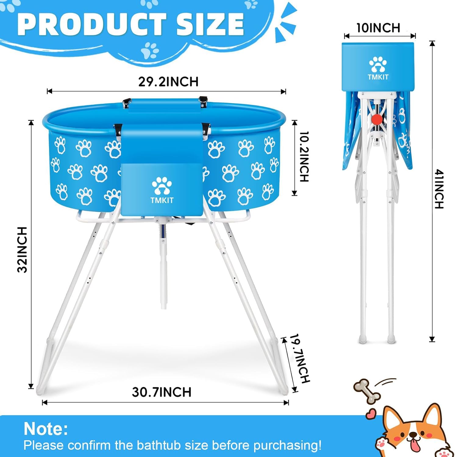 Dog Bathtub, Elevated Dog Bath Tub for Pet Bathing Shower and Grooming. Portable, Foldable with Safety Lock, Professional Pet Dog Washing Station for Small, Medium, Large Dogs Cats, No Backache - Pet Explorer