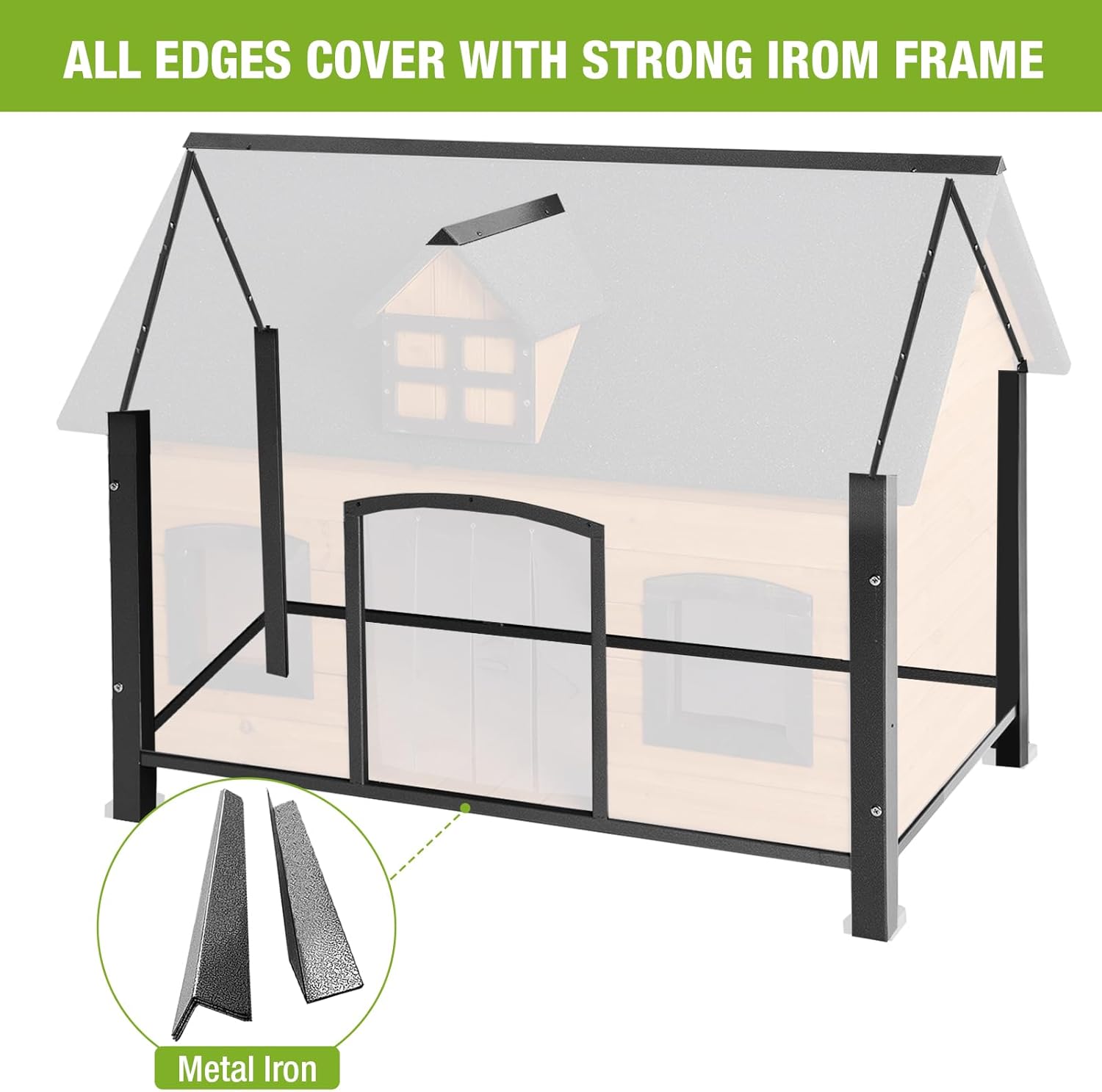 GUTINNEEN Dog House Outdoor with Strong Metal Frame Insulated Dog Kennel for Small Medium Large Dogs Puppy Cage for Winter Weatherproof - Pet Explorer