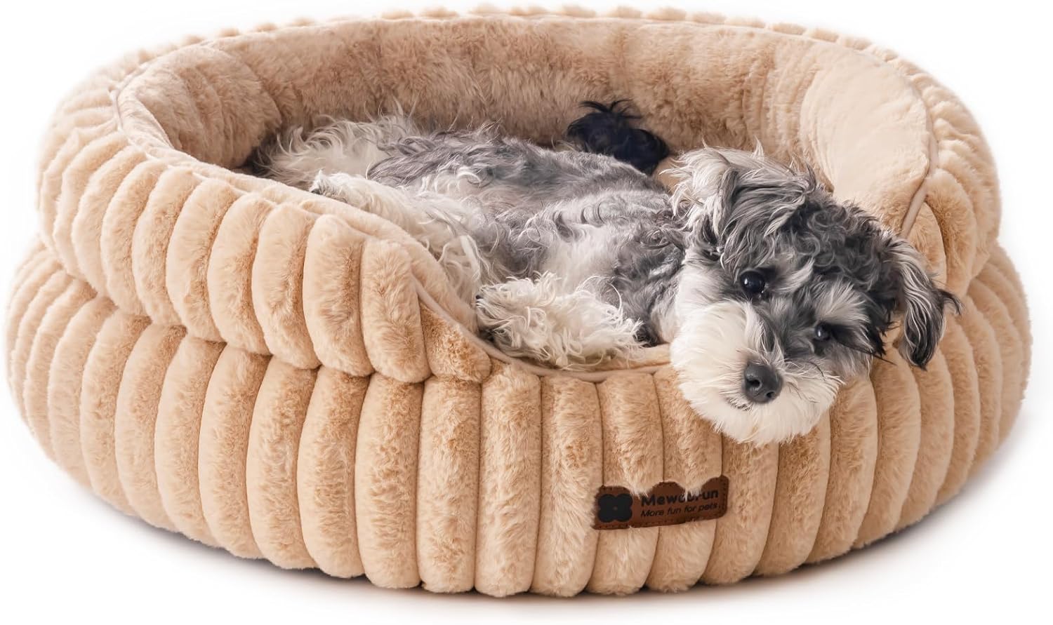 MEWOOFUN Washable Small Dog Bed, Cat Beds for Indoor Cats with Anti-Slip Bottom, Round Pet Bed for Puppy and Kitten (Camel, 24"x24"x9") - Pet Explorer