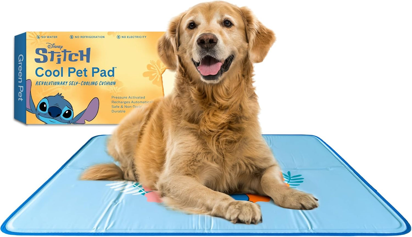 The Green Pet Shop Cool Pet Pad - Large, Disney’s Stitch - Self-Cooling, Pressure Activated Mat for Dogs & Cats from 46-80 lbs - Non-Toxic Gel, No Water Needed - Pet Explorer
