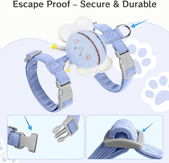 Cat Harness and Leash Set - Comfortable Lightweight Vest Design, Escape Proof Adjustable Kitten Harness for Cats Walking and Safe Travel