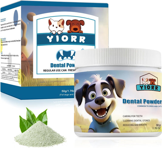 Dog Dental Powder - Dog Teeth Cleaning Powder,Pet Breath Freshener for Teeth Cleaning,Tartar Remover & Reduces Plaque & Bad Breath,Dental Care Supplies for Dogs Cat-Beef Flavor 50g - Pet Explorer