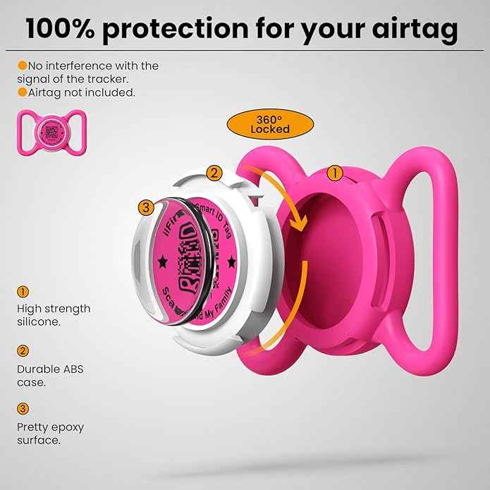 Waterproof AirTag Dog Collar Holder for Apple AirTag QR Code