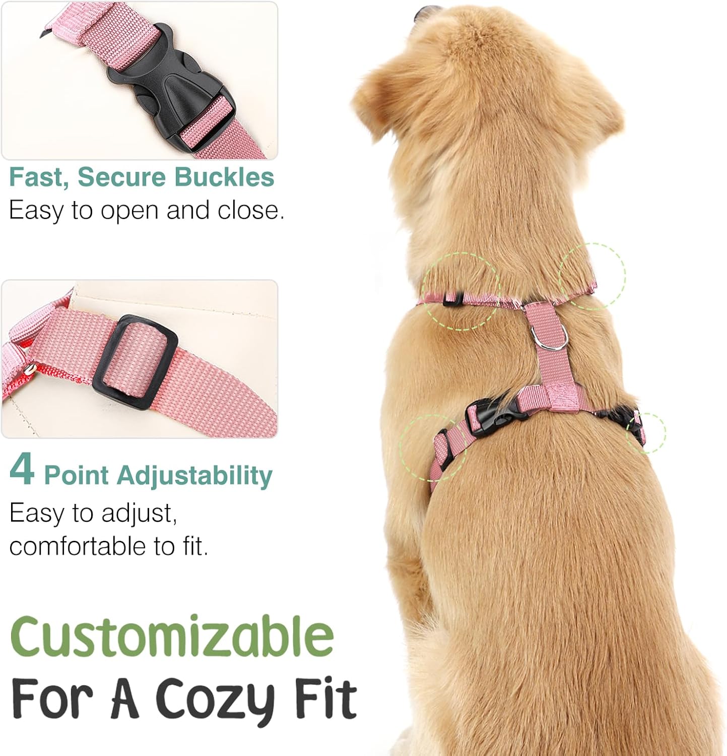 Dog Seat Belt, Safety Vest Dog Car Harness with Adjustable Buckle Dog Seat Belt for Vehicle Nylon Pet Safety Seat Belts Heavy Duty(XL, Pink Daisy) - Pet Explorer