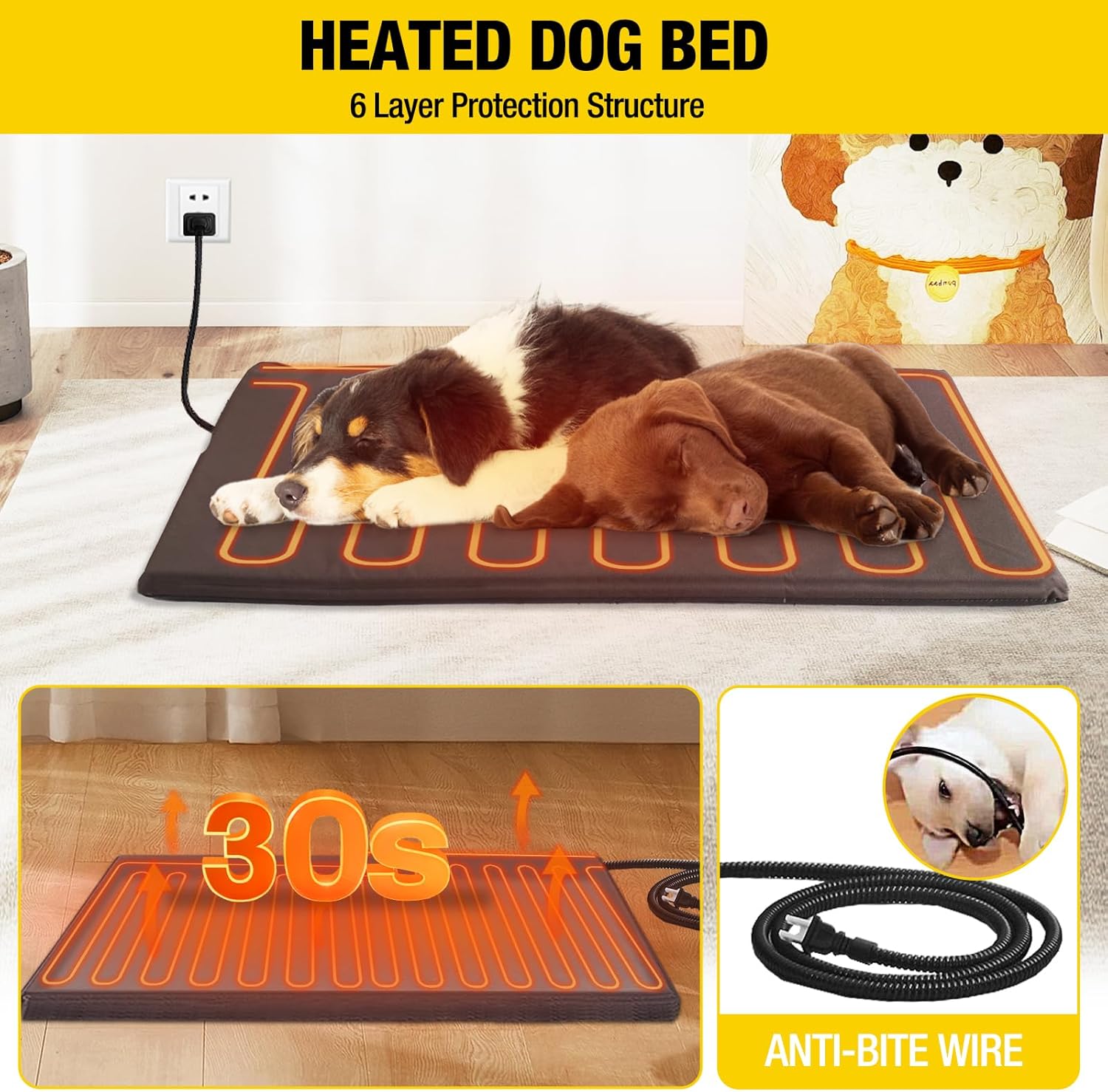 Aivituvin Extra Large Dog House Outdoor Heated Dog Kennel with Insulation Liner for Winter Strong Iron Frame Insulated Dog Cage with Heater,59" - Pet Explorer