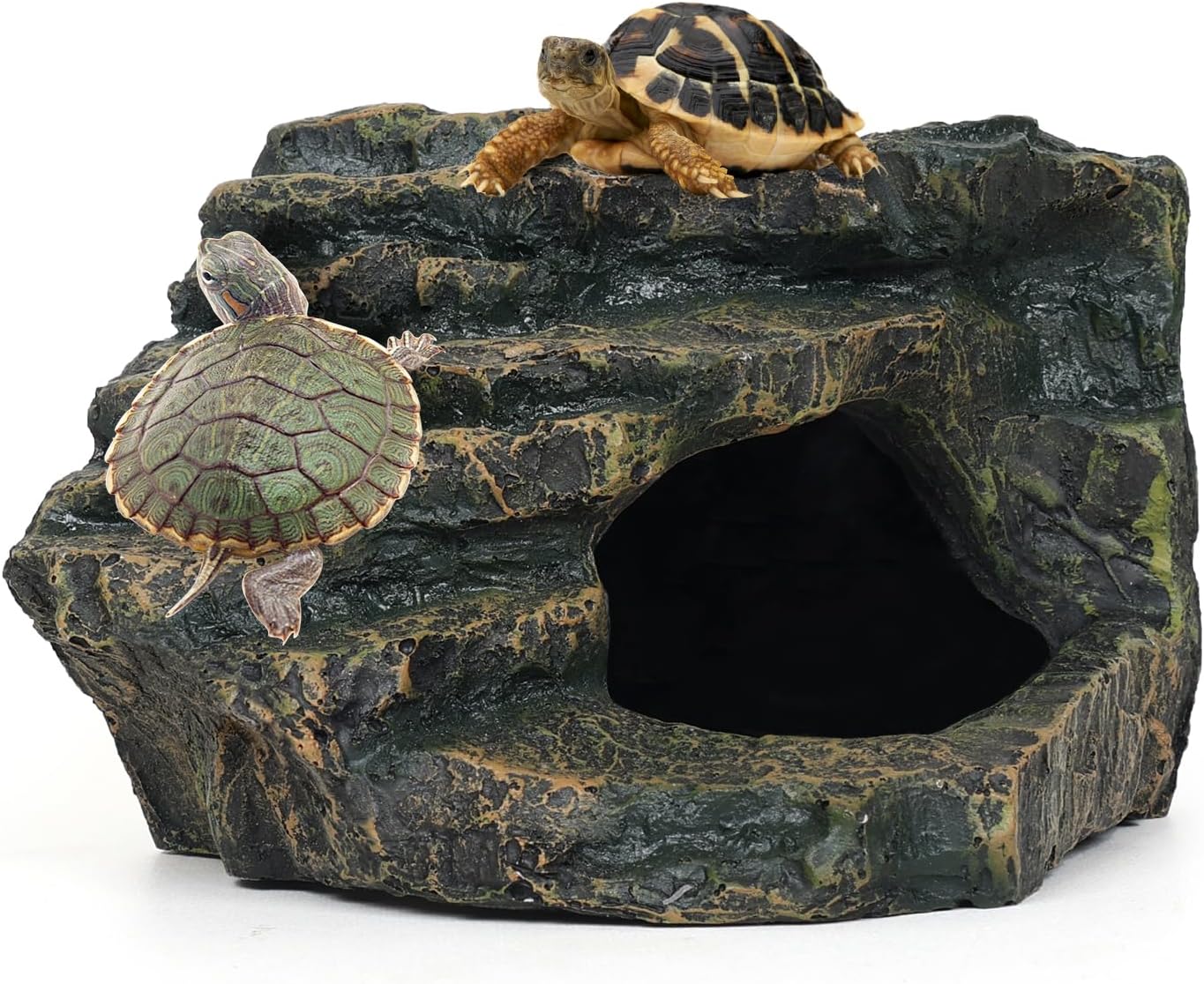 Gecko Tank Acccessories, Turtle Tank Accessories, Perfect Tortoise Hide Fish Tank Decor for Betta, Fish, Snake Hide, Professional Turtle Basking Platform (Medium) - Pet Explorer