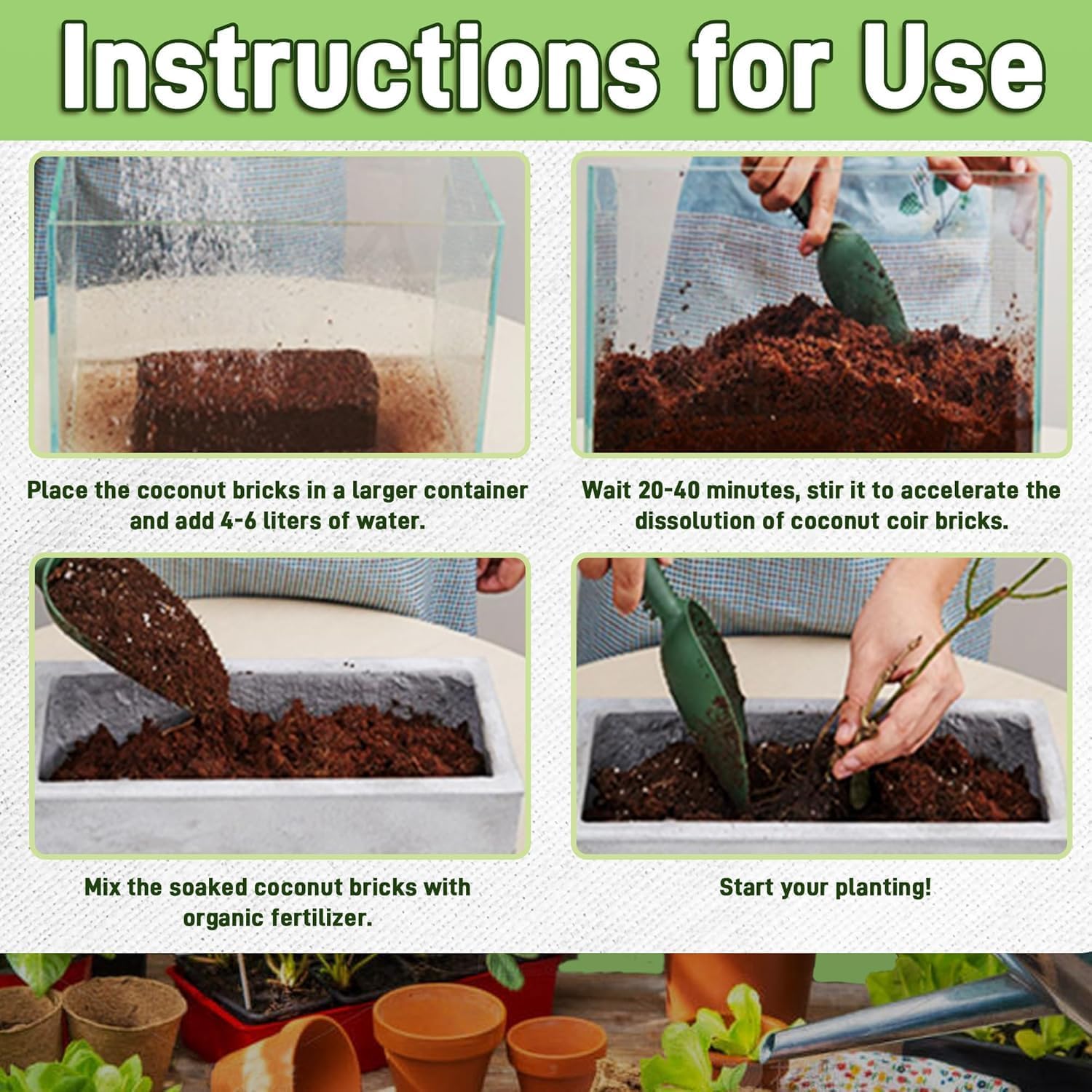Coco Coir Bricks (16-Pack, Eco-Friendly) -100% Natural Compressed Coco Peat Brick Coconut Fiber Substrate, Plant Soil Enhance Root Growth forVegetable Seed, Herbs, Flowers, House Plants - Pet Explorer