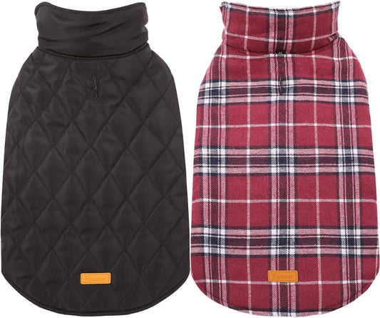 Kuoser Warm Dog Coat, Waterproof Dog Jacket for Extra Large Dogs, Adjustable Durable XXL Doggie Winter Coat Reversible Puppy Cold Weather Apparel from Small to Large Breed, Red XXL