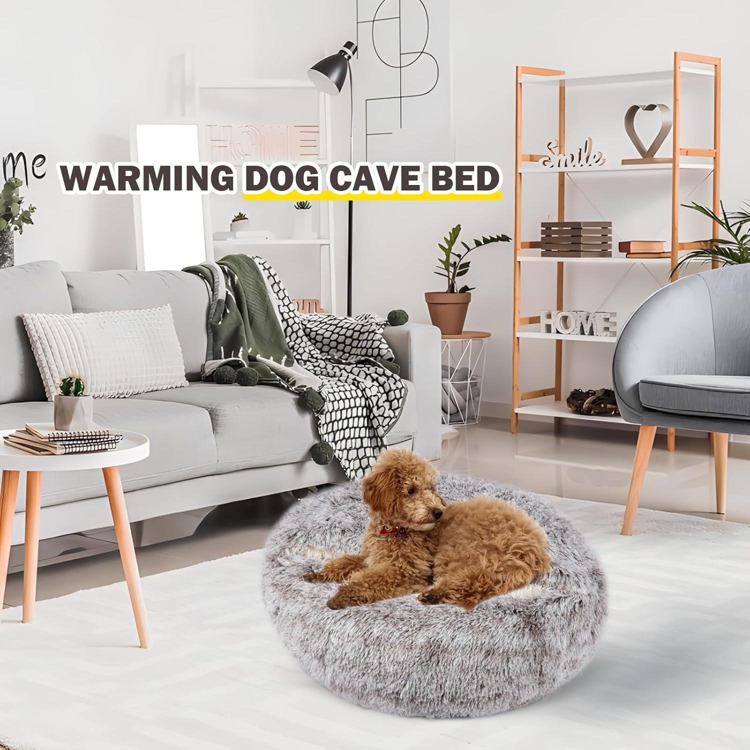 Cat Bed for Indoor Cats, Calming Cozy Cave with Self-Warming Plush, Entire Bed Machine Washable & Anti-Slip Base, Breathable Pet Bed for Small Cats&Dogs All Seasons (Khaki, 24 * 24inch) - Pet Explorer