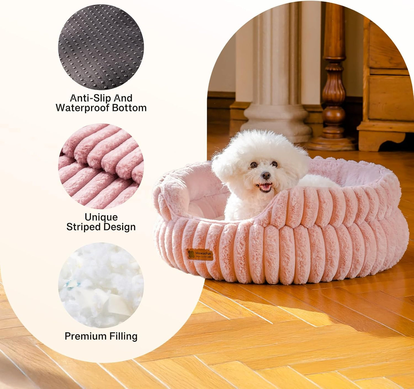 MEWOOFUN Cat Beds for Indoor Cats, Washable Dog Bed for Small Dogs, Round Pet Bed for Puppies and Kittens (Pink, 20"x20"x8") - Pet Explorer