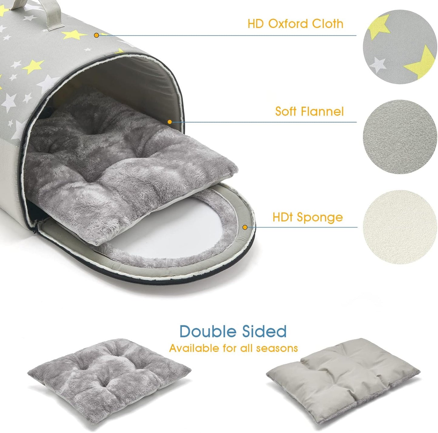 Jiupety Cozy Small Pet Dog House, 2 in 1 Puppy House, S Size for Cat and Puppy, Warm Cave Sleeping Nest for Cats and Dogs, S(15"×12"×11"), Up to 5.5 Lb, Grey - Pet Explorer