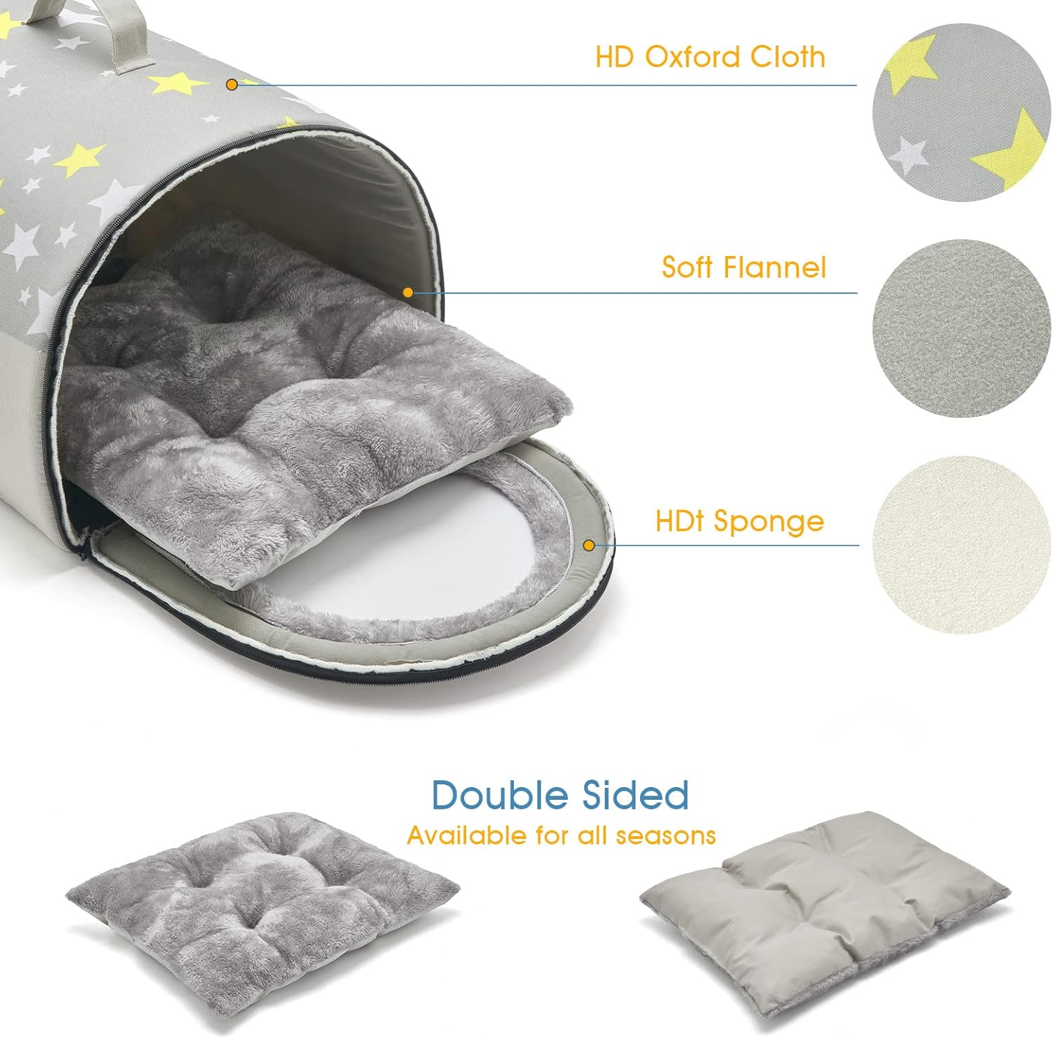 Jiupety Cozy Small Pet Dog House, 2 in 1 Puppy House, S Size for Cat and Puppy, Warm Cave Sleeping Nest for Cats and Dogs, S(15"×12"×11"), Up to 5.5 Lb, Grey - Pet Explorer