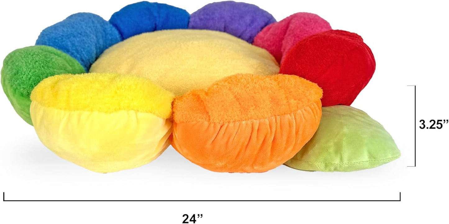 TONBO Soft Plush Small Cute and Cozy Nature Dog Cat Bed, Washer and Dryer Friendly (Rainbow Flower) - Pet Explorer