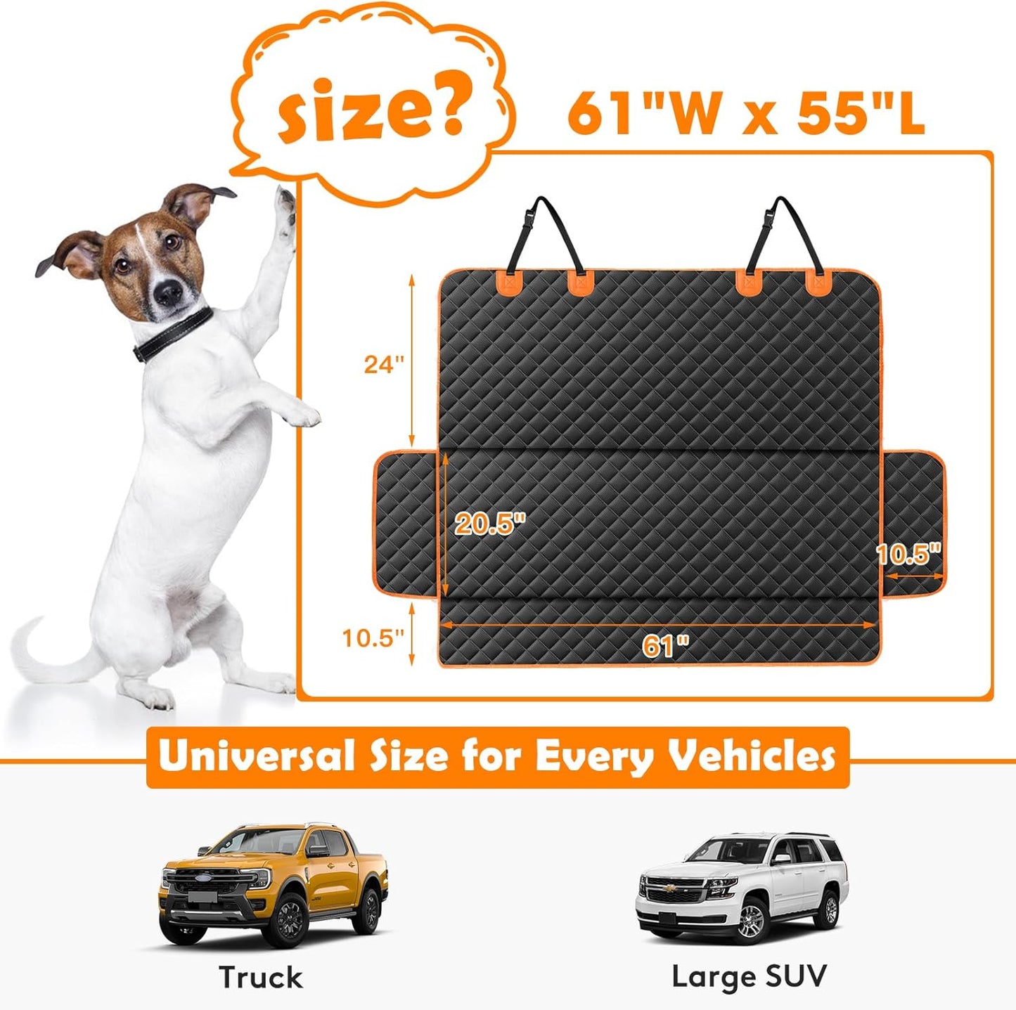 MIXJOY Truck Back Seat Cover for Dogs, Waterproof Pet Seat Covers for Trucks, Dog Cover for Truck Back Seat, Nonslip Pet Bench Seat Cover for Ford F150 F250 F350/Chevrolet Silverado/GMC/Ram - Pet Explorer