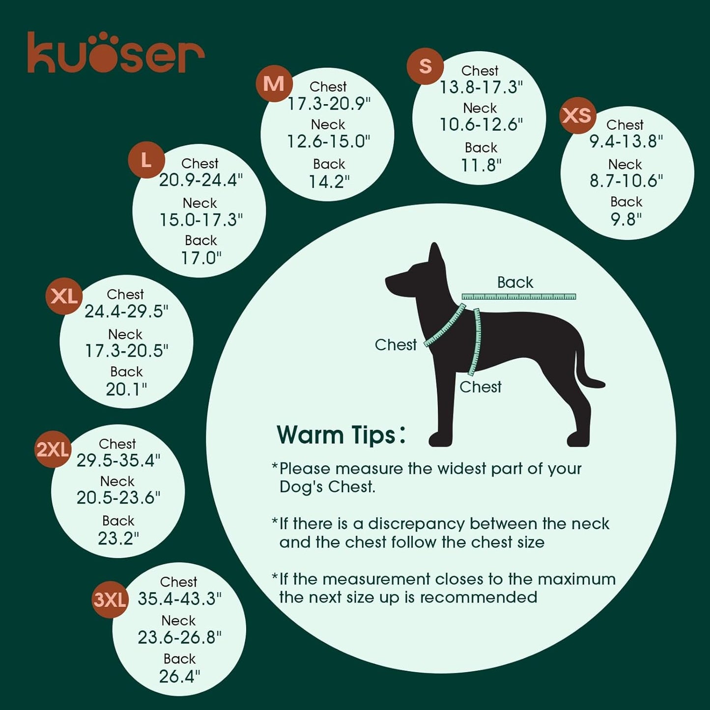 Kuoser Warm Dog Coat, Waterproof Dog Jacket for Extra Large Dogs, Adjustable Durable XXL Doggie Winter Coat Reversible Puppy Cold Weather Apparel from Small to Large Breed, Purple XXL