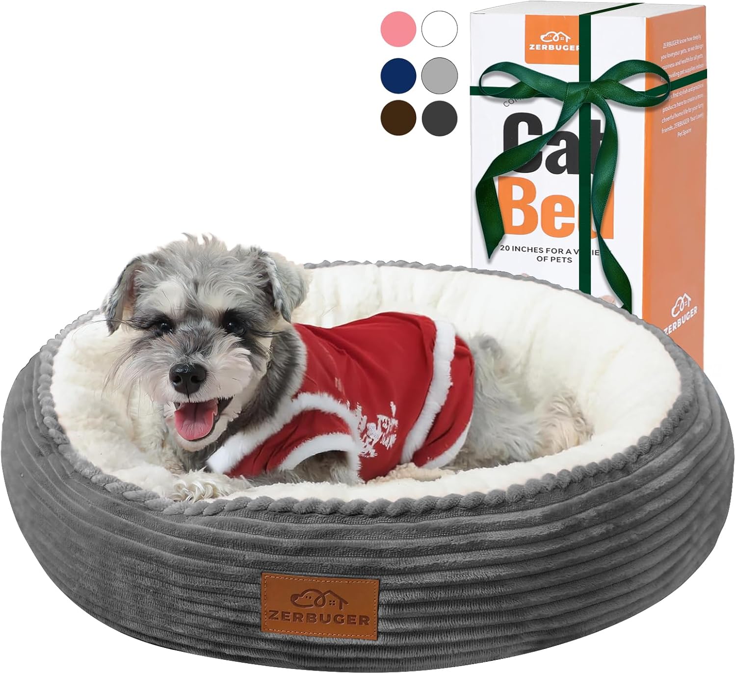 23in Round Cat Dog Bed for Large Medium Small Dogs Cats, Machine Washable Sleeping Sofa, Non-Slip Bottom Breathable Soft Calming Pet Cuddler for Indoor/Outdoor/Car/Cage, Dark Grey - Pet Explorer