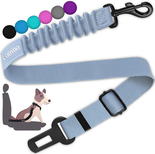 COOYOO Dog Seat Belt,Retractable Dog Car Harness Seat Belt for Car Adjustable Nylon Pet Safety Seat Belts Heavy Duty & Elastic Bungee Buffer - Pet Explorer