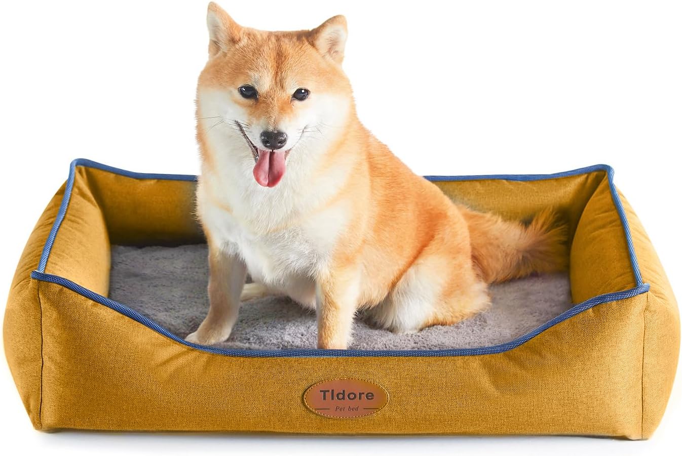 Orthopedic Dog Beds for Medium Dogs, Durable Egg Crate Foam Sofa Dog Bed wit Washable Removable Cover,Waterproof Lining,Pet Bed for Large Dogs (Mustard Yellow, 26.4" L x 21.7" W x 6.2" Th) - Pet Explorer