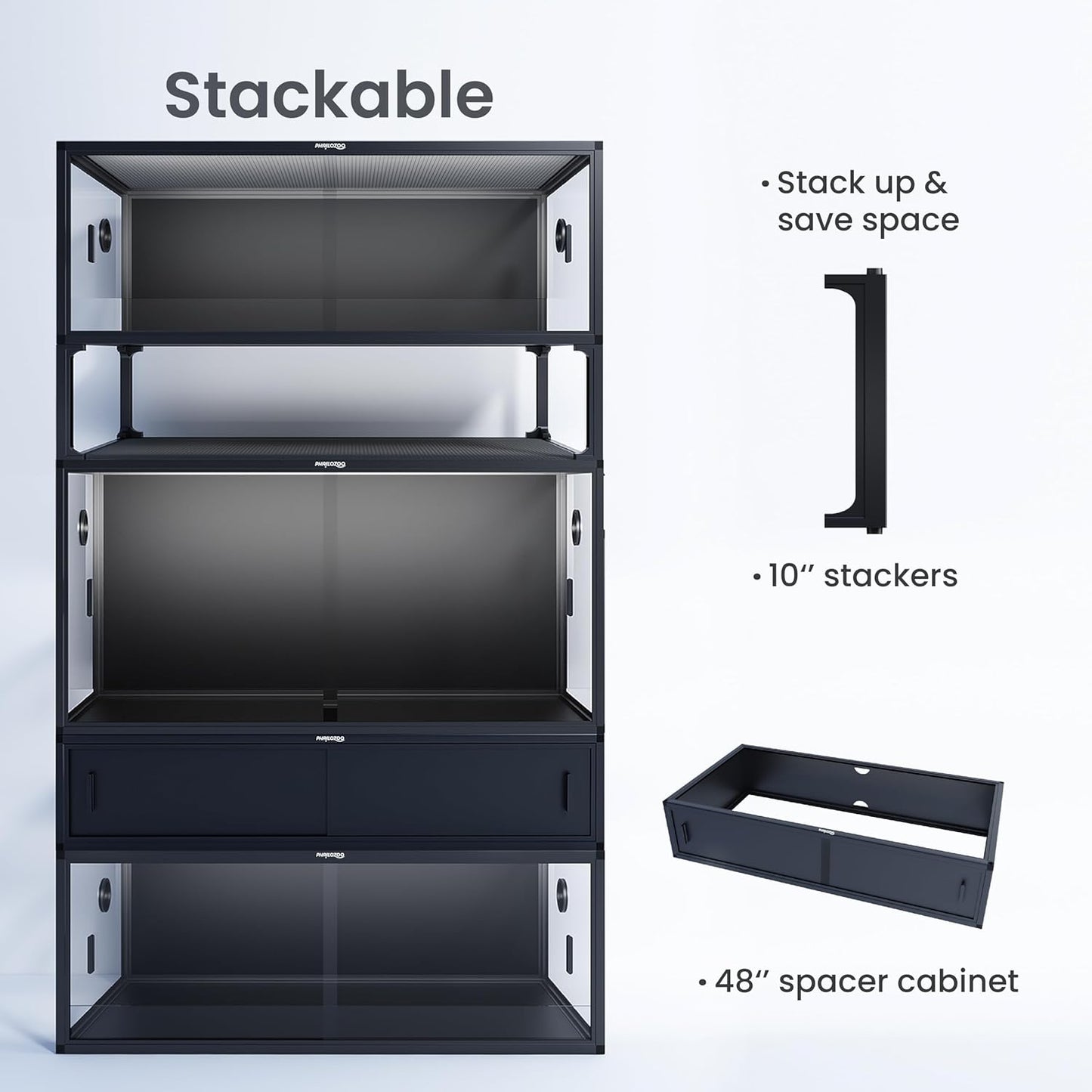 120 Gallon Bearded Dragon Tank,48" x 24" x 24" Reptile Tank with Sliding Door Top Screen Ventilation, Front Opening Reptile Enclosure for Easy Maintenance - Pet Explorer