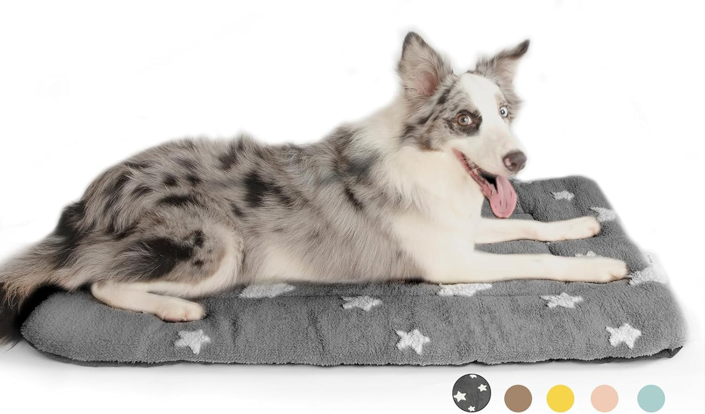 Mora Pets Dog Crate Pad Dog Kennel Bed Mat for Large Dogs Washable Cute Star Pet Bed for 36 inch Cage Ultra Soft Flat Puppy Cat Cushion for Cozy Sleeping Anti-Slip Grey 36 x 23 - Pet Explorer