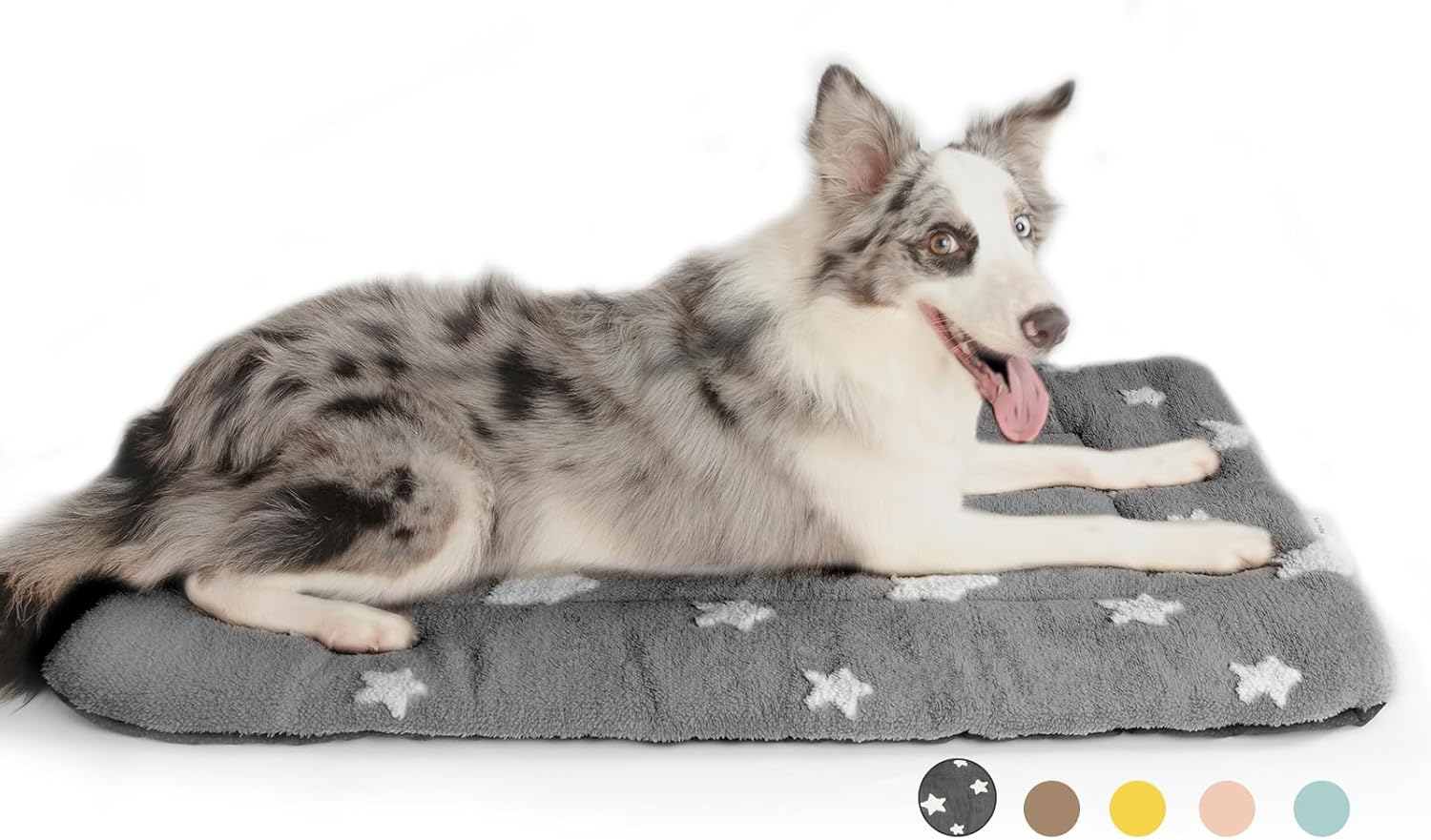 Mora Pets Dog Crate Pad Dog Kennel Bed Mat for Large Dogs Washable Cute Star Pet Bed for 36 inch Cage Ultra Soft Flat Puppy Cat Cushion for Cozy Sleeping Anti-Slip Grey 36 x 23 - Pet Explorer
