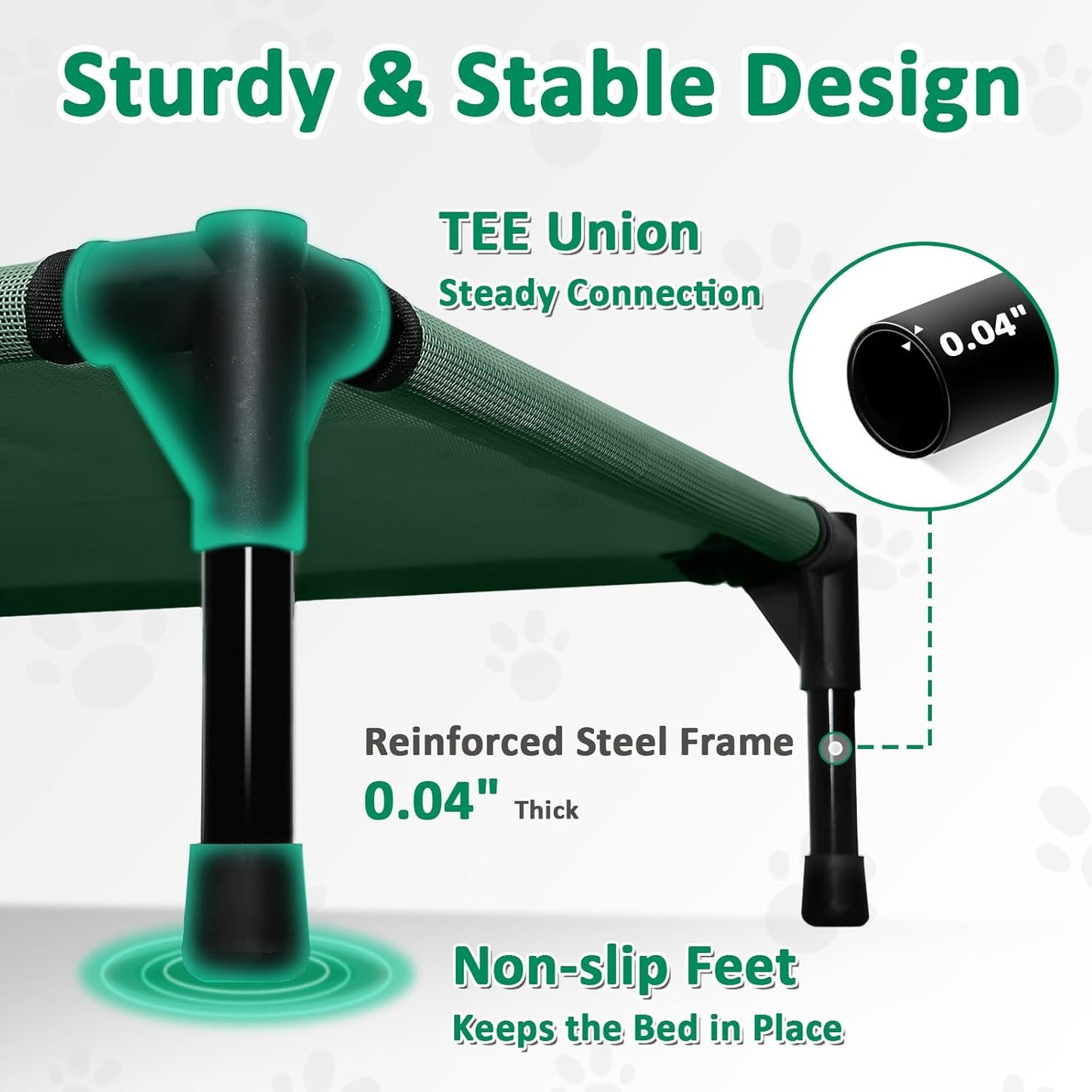 35 Inch Cooling Medium Elevated Outdoor Dog Bed, Raised Dog Cot Beds with Breathable & Washable Mesh, Lifted Pet Hammock Bed with Anti-Slip Feet (M, Green) - Pet Explorer