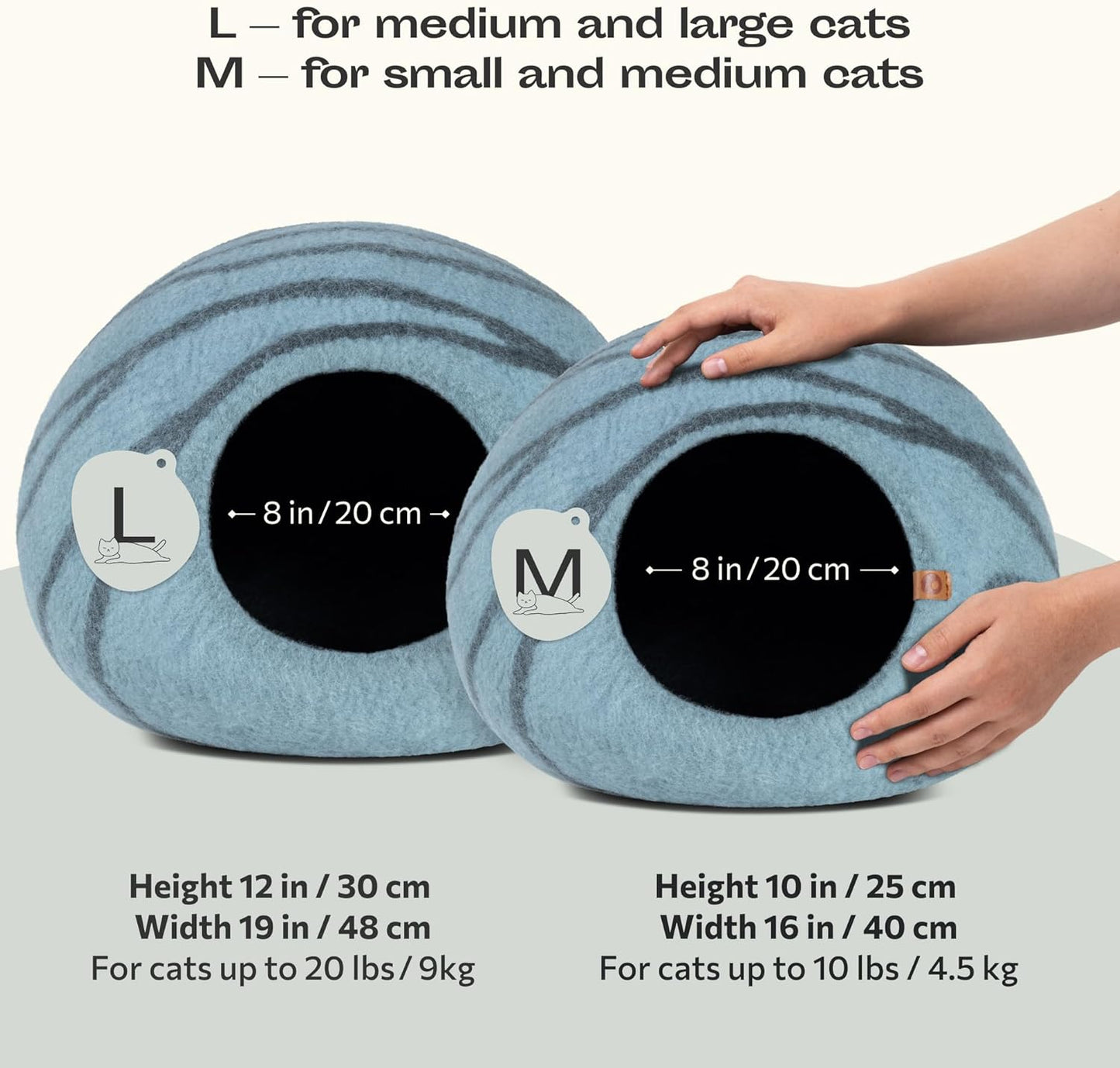 MEOWFIA Cat Cave – Premium Felt Cat Bed for Indoor Cats, Handmade 100% Merino Wool (Aquamarine, Medium) - Pet Explorer