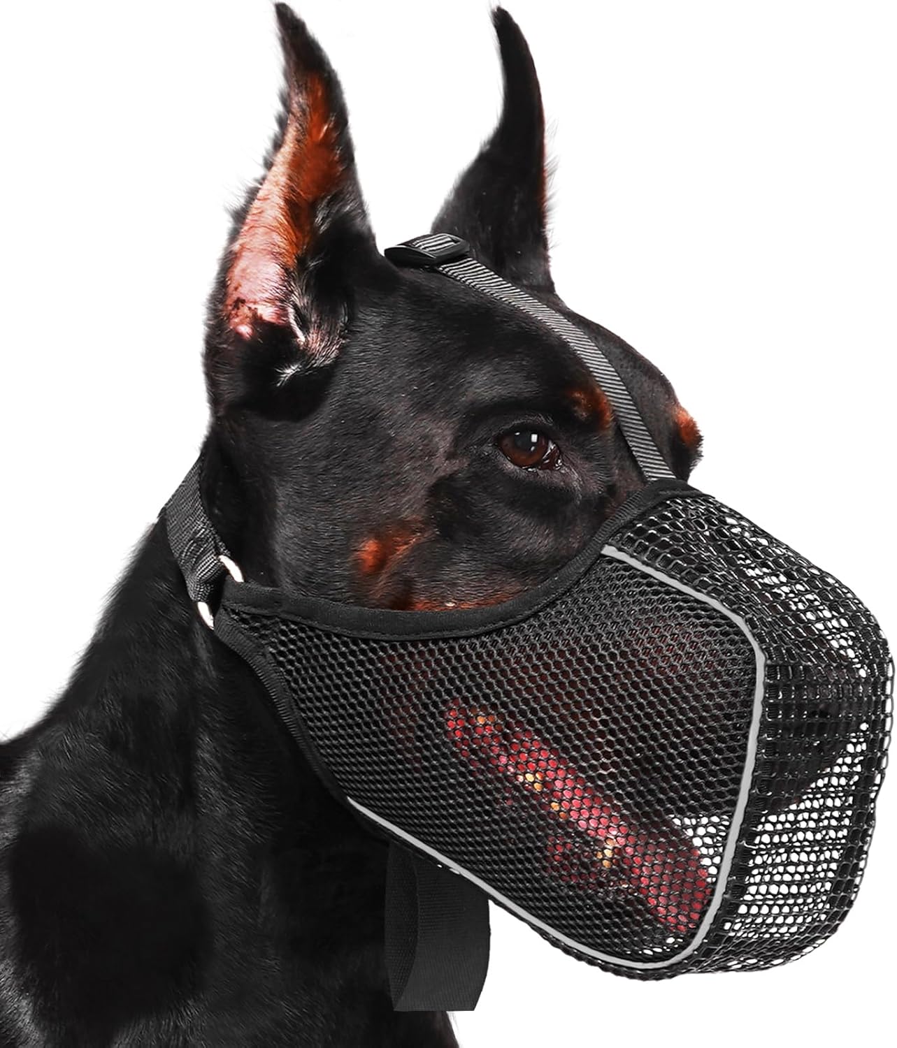 Mayerzon Dog Muzzle, Patented Mesh Muzzle with Panting Room for Large Medium Small Sized Dogs, Soft Mouth Guard to Prevent Biting Eating for Grooming Vet Visit Walking, Reflective and Full Covered - Pet Explorer