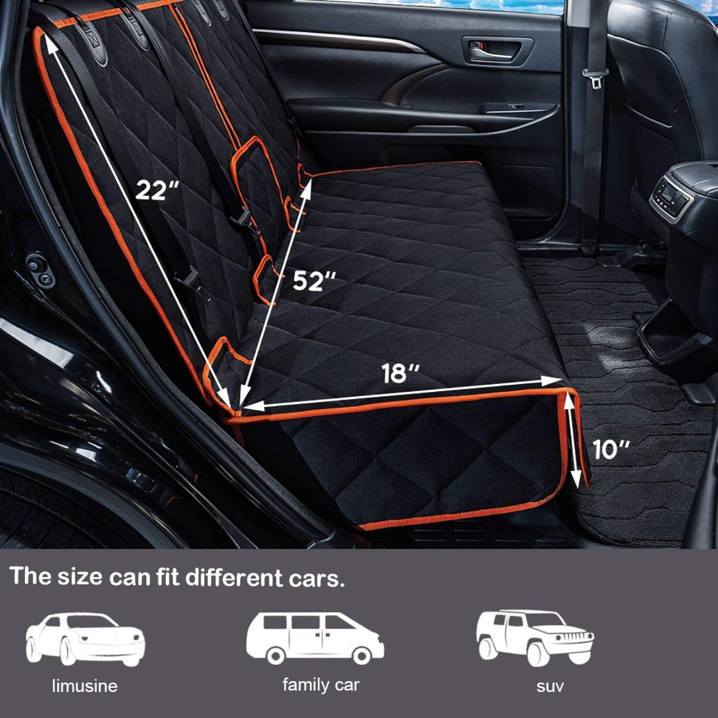 Car Seat Protector, 600D Heavy Duty Car Seat Cover for Dogs, Waterproof Dog Car Seat Cover for Back Seat, Scratch Proof Nonslip Seat Cover for Dogs in Car - Pet Explorer