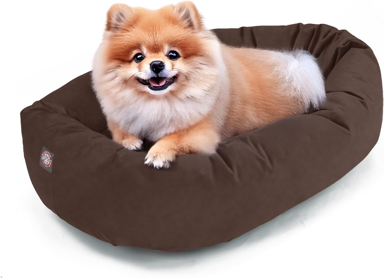 Majestic Pet 24 Inch Suede Shredded Memory Foam Mix Calming Small Dog Bed Washable 24 x 19 x 7 (Inch) - Cozy Soft Round Donut Dog Bed with Spine for Head Support - Pet Bed Chocolate - Pet Explorer