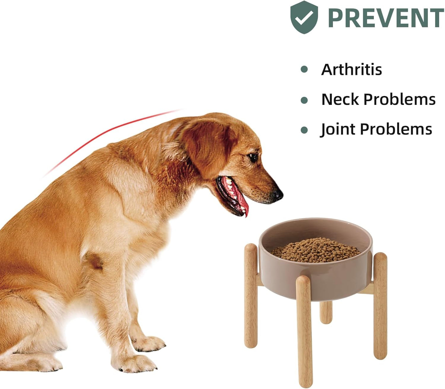Ceramic 8.2inch Raised Dog Bowl with Stand for Large - Breed Dogs, Pet Food and Water Feeder(Single Bowl with Stand - Brown Coffee) - Pet Explorer