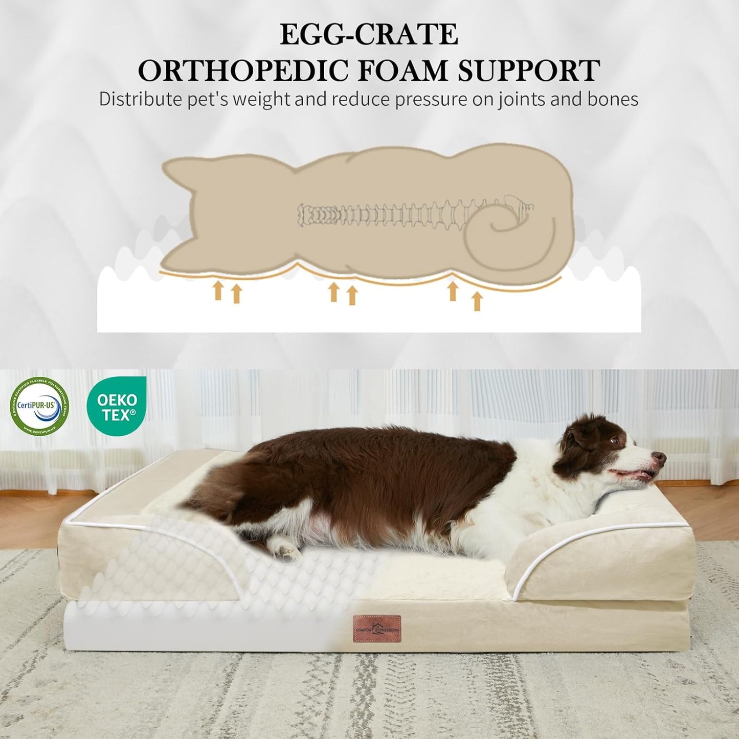 Comfort Expression Small Dog Beds Waterproof Cat Beds Orthopedic Foam Sofa Beds for Small Dogs Comfy Pet Bed with Washable Removable Cover & Non-Slip Bottom(XX-Small,Beige) - Pet Explorer