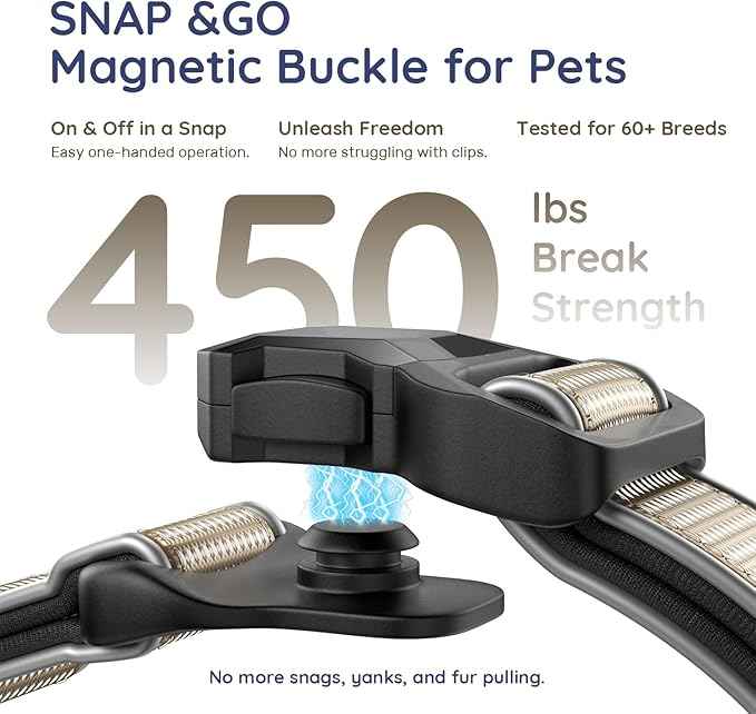 WhoseID Premium AirTag Dog Collar - Waterproof Medium Air Tag Dogs Collar | Magnetic Buckle Heavy Duty Collar | Reflective Dog Collar with AirTag Holder