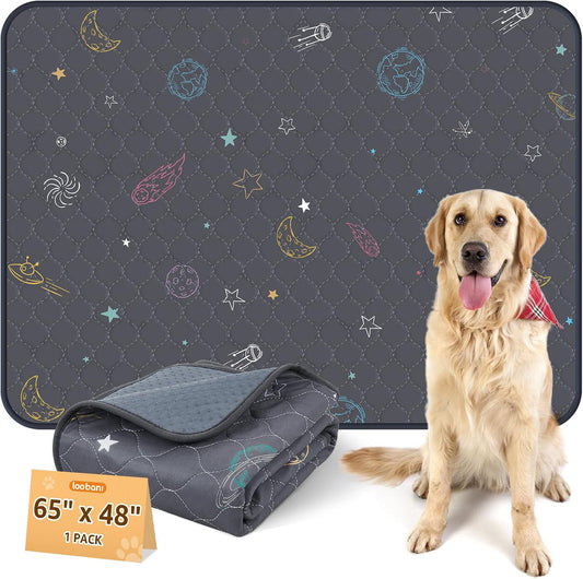 LOOBANI Washable Pee Pads for Dogs: Large Dog Pee Pad Reusable 65" x 48", Absorbent Pet Whelping Pads, Waterproof and Non-Slip Dog Training Mats for Crate, Playpen, Floor, Sofa, Cage, Grey - Pet Explorer