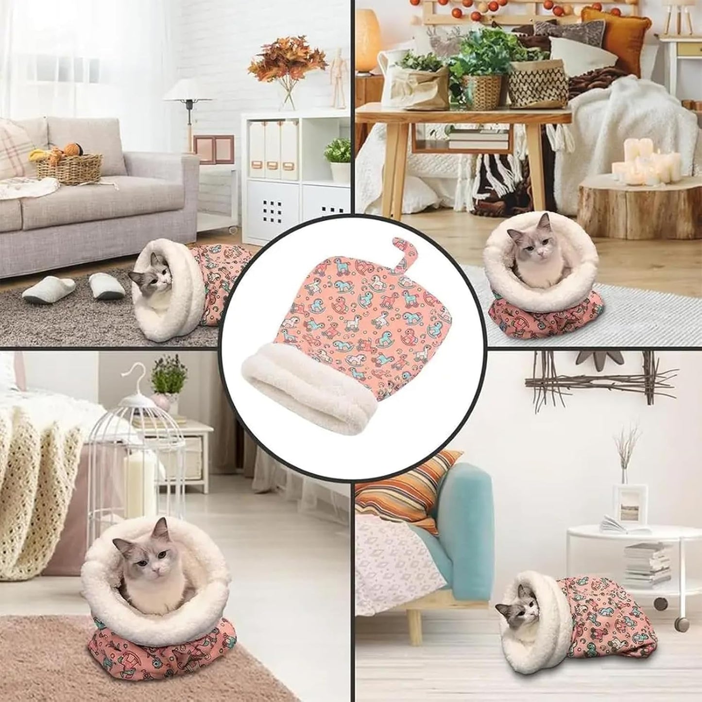 Cat Sleeping Bag for Indoor Cats,Sleeping Bag for Cats,Cozy Cat Winter Sleeping Bag,Warm Cat Sleeping Bag,Soft Fluffy Washable Cat Bed Cave,Cat Blankets for Indoor Cats (I) - Pet Explorer