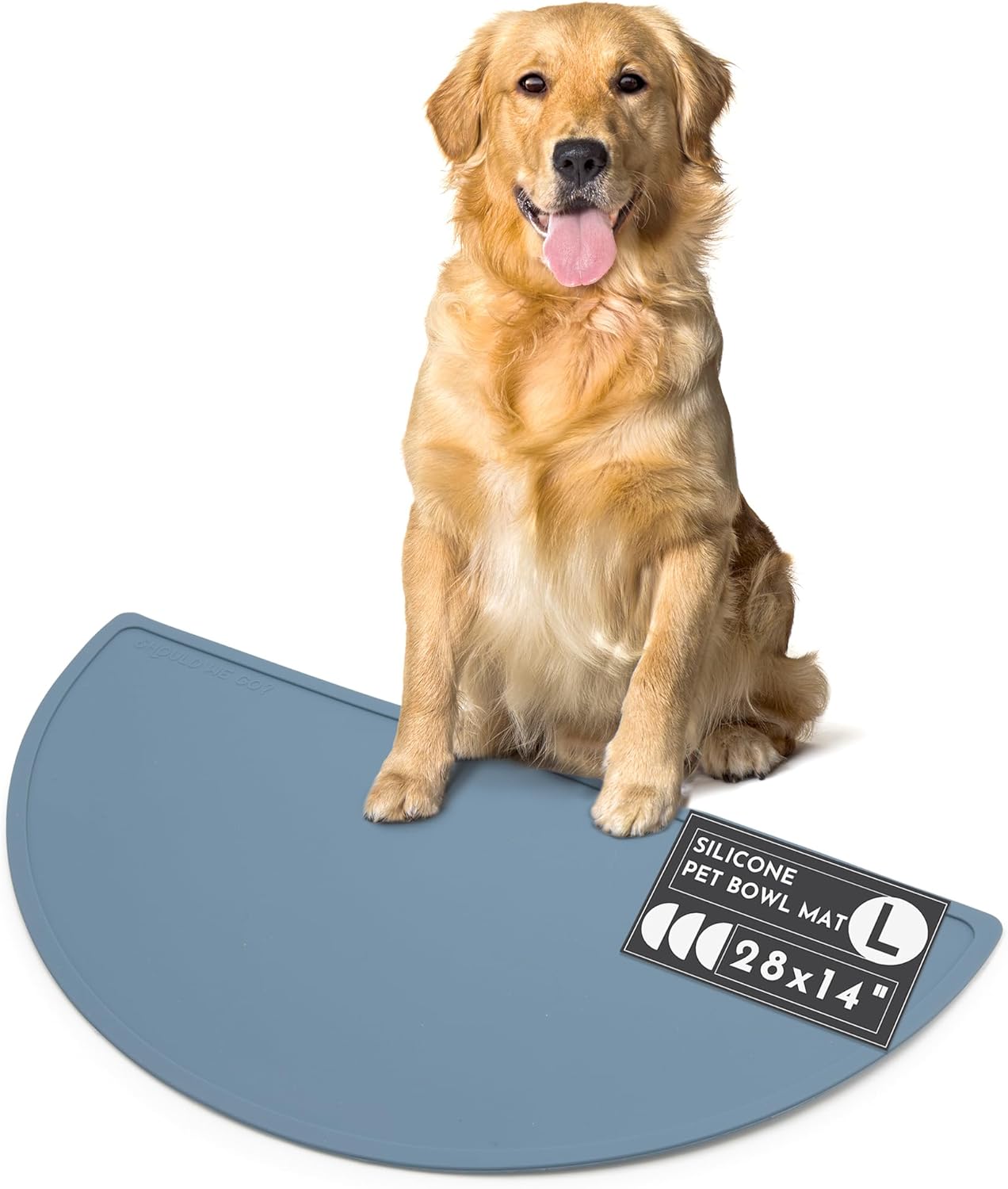 Waterproof Silicone Pet Food Mat - Non-Slip, Spill-Proof Feeding Mat for Floors, Raised Edge Design Easy-to-Clean Rubber Mat for Dog & Cat Bowls, 28" Across x 14" Deep, Large-Ocean Blue - Pet Explorer