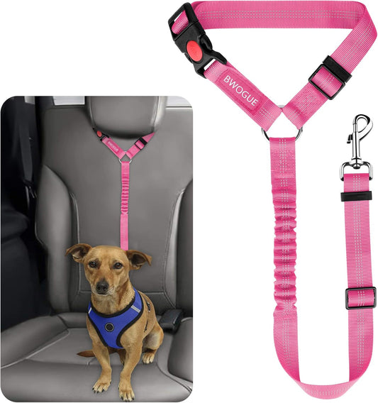 BWOGUE Pet Dog Cat Seat Belts, Car Headrest Restraint Adjustable Safety Leads Vehicle Seatbelt Harness (1 Pack) - Pet Explorer