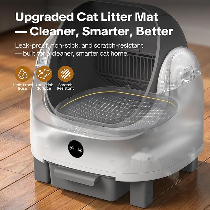 OROLEY Self Cleaning Litter Box, Automatic Litter Box,Odor Control Robot, Cat Ears Design, 96L APP Real-Time Monitor, Cat Litter-Boxs for Multiple Cats,Infrared Safety Sensor, with 1 Trash Bag (Gray)