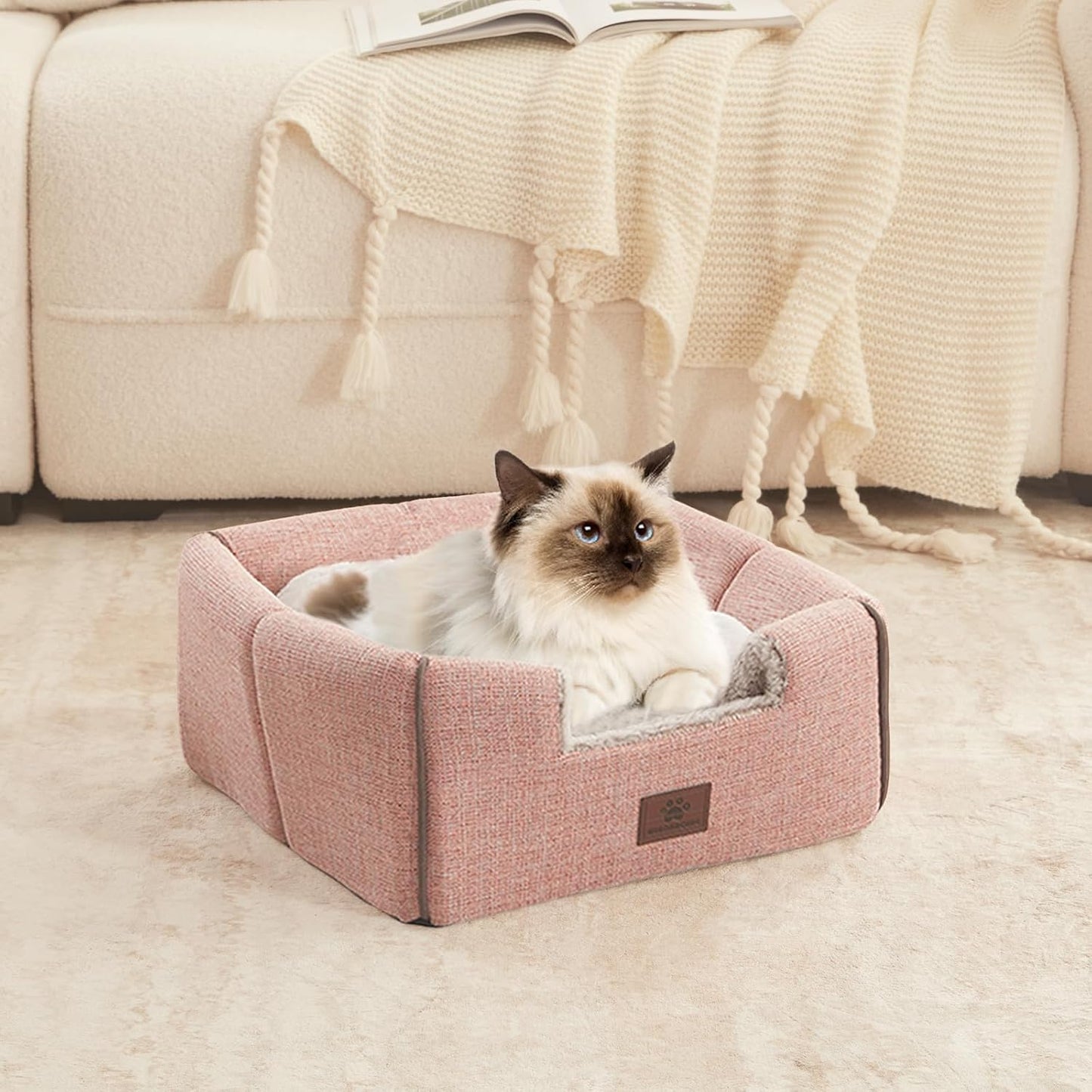 Cat Bed for Indoor Cats - Cats Cave Bed Cat House Cat Tent with Removable Washable Cushioned Pillow, Soft Kitten beds, & Furniture, for Small and Medium Pet Bed - Pet Explorer