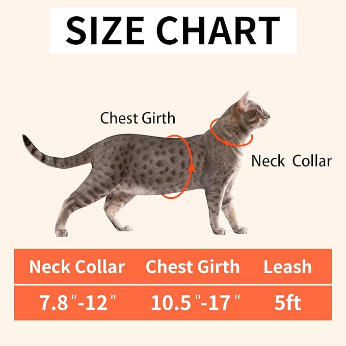 Cotton Cat Harness and Leash Set, Escape-Proof Adjustable Soft Harness for Kitten, Small & Large Cats, Ideal for Travel & Outdoor Walking (Flower)