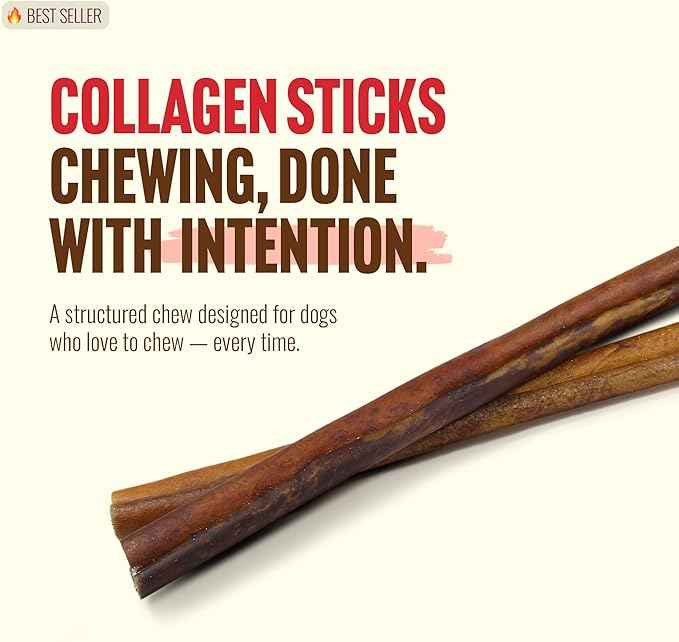 Natural Farm Peanut Butter Flavor Collagen Sticks for Dogs (12 Inch, 12 Count), Long-Lasting Beef Collagen Sticks, Rawhide Alternative Chews with Chondroitin & Glucosamine, Low-Fat Dental Treats